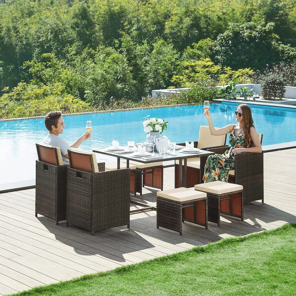 9-Piece Outdoor Dining Garden Furniture Set