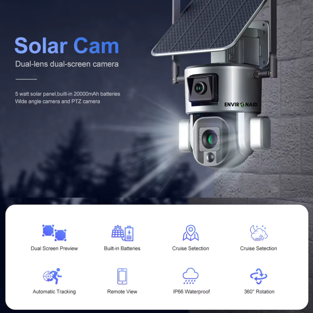 4K Dual Lens Solar-Powered Security Camera